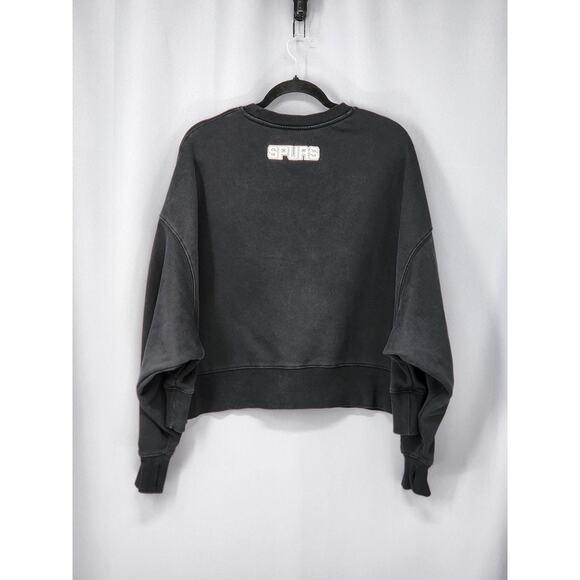 San Antonio Spurs Sweatshirt Womens XL Black NBA Basketball Cropped Crewneck - Picture 2 of 16